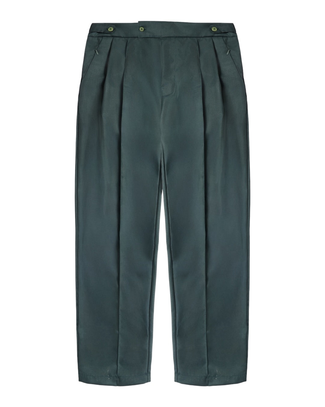 Double Pleated Stripes Green Pants