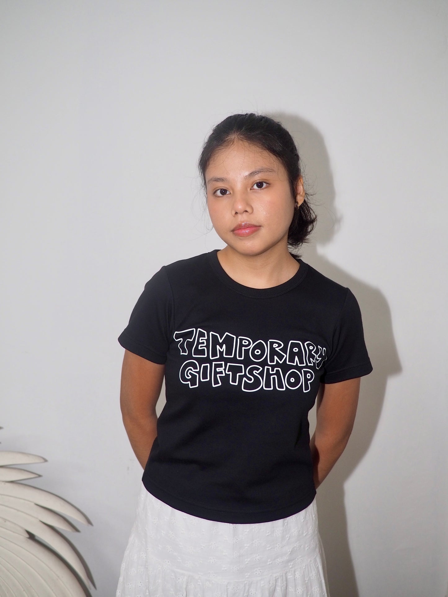 'TEMPORARY GIFTSHOP' Baby Tee - White