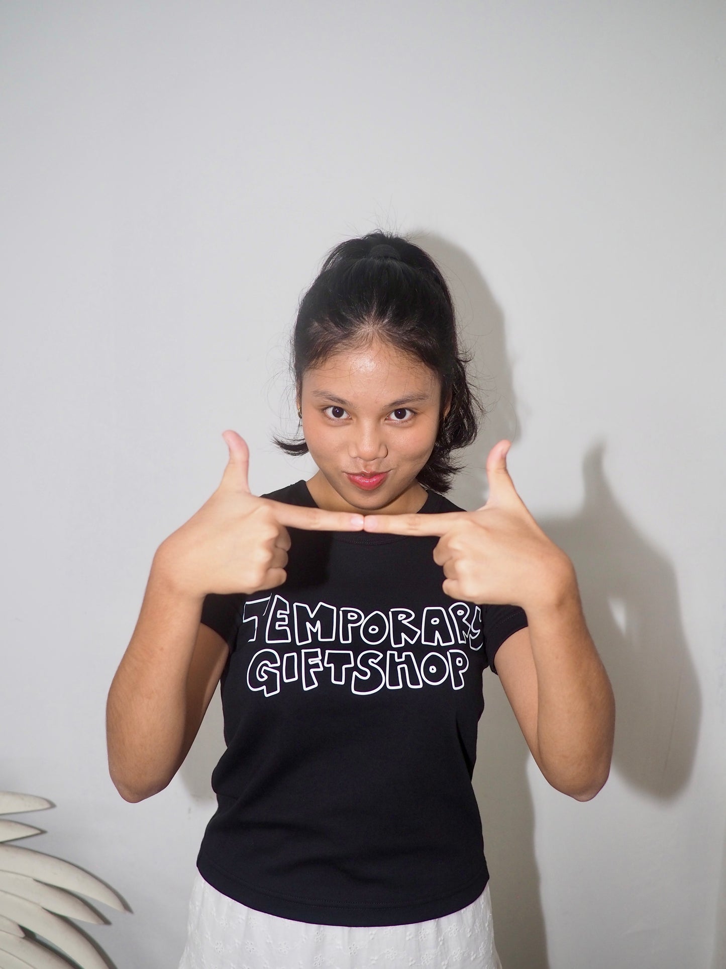 'TEMPORARY GIFTSHOP' Baby Tee - Black