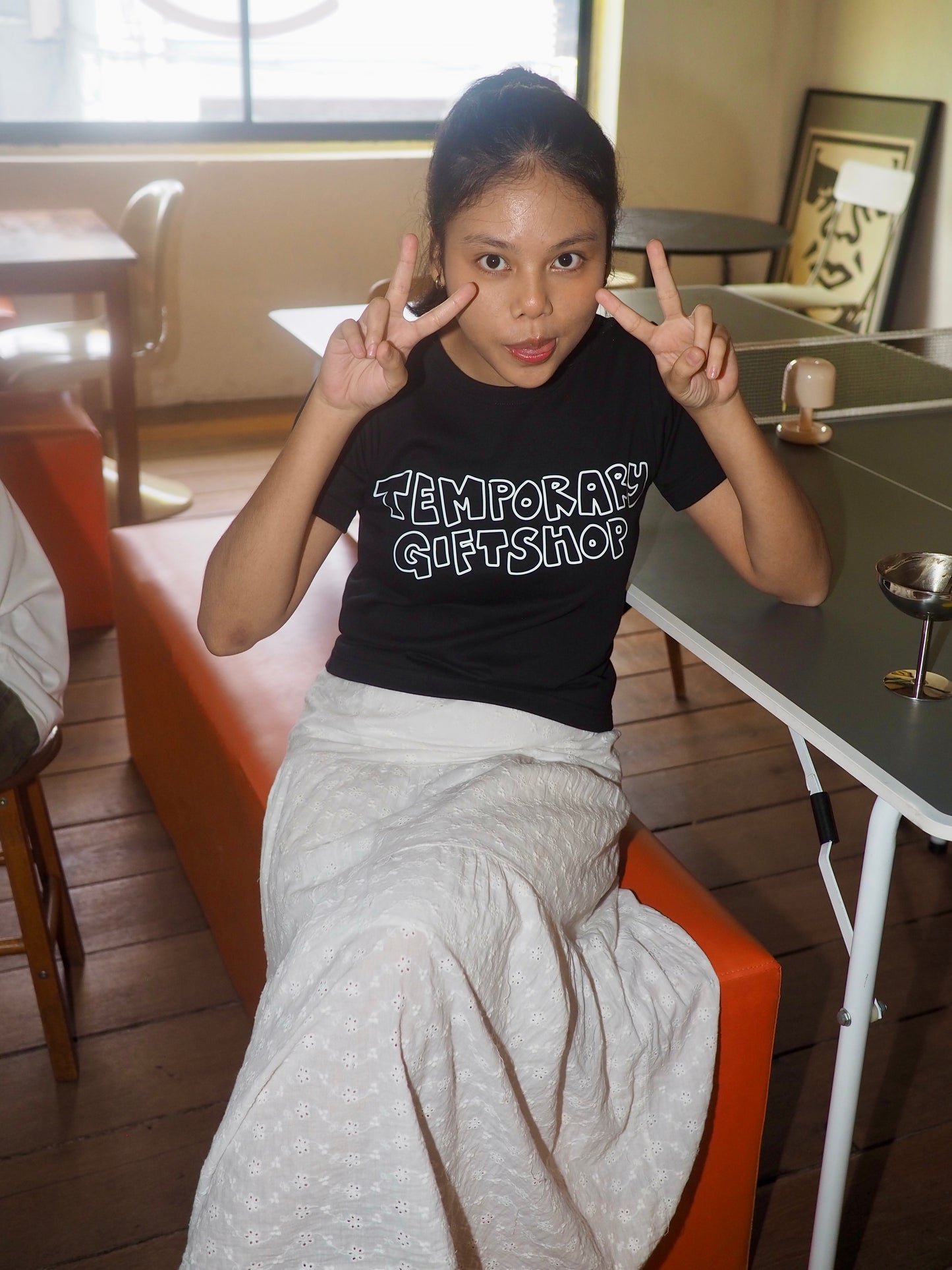 'TEMPORARY GIFTSHOP' Baby Tee - White