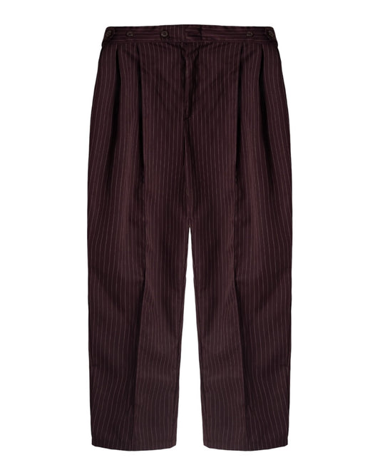 Double Pleated Stripes Maroon Pants