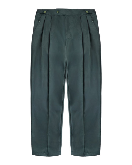 Double Pleated Stripes Green Pants