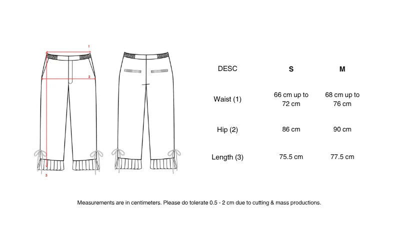 Pleated Hem Capri Pants