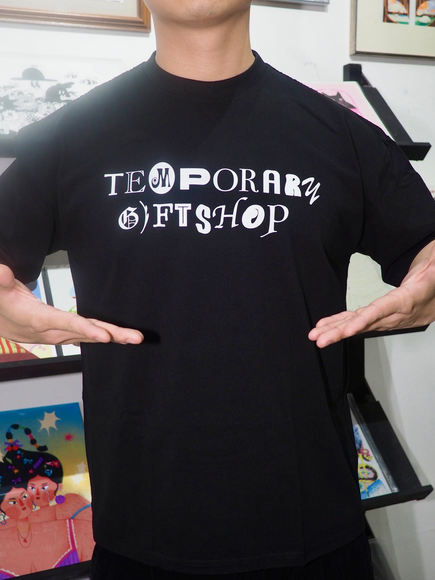 Random Font Graphic Tee - Black