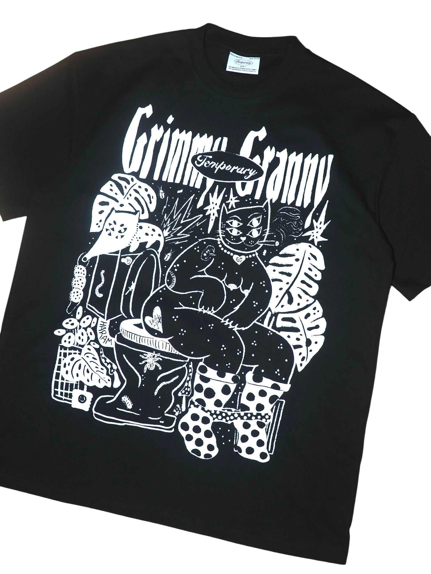 Grimmy Granny 'Retired Cat' Graphic Tee - Black