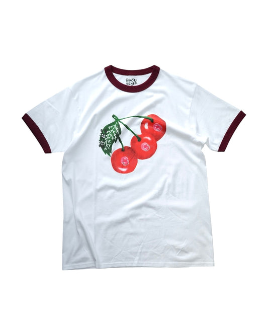 Cherry Boobs Ringer Tee - Maroon
