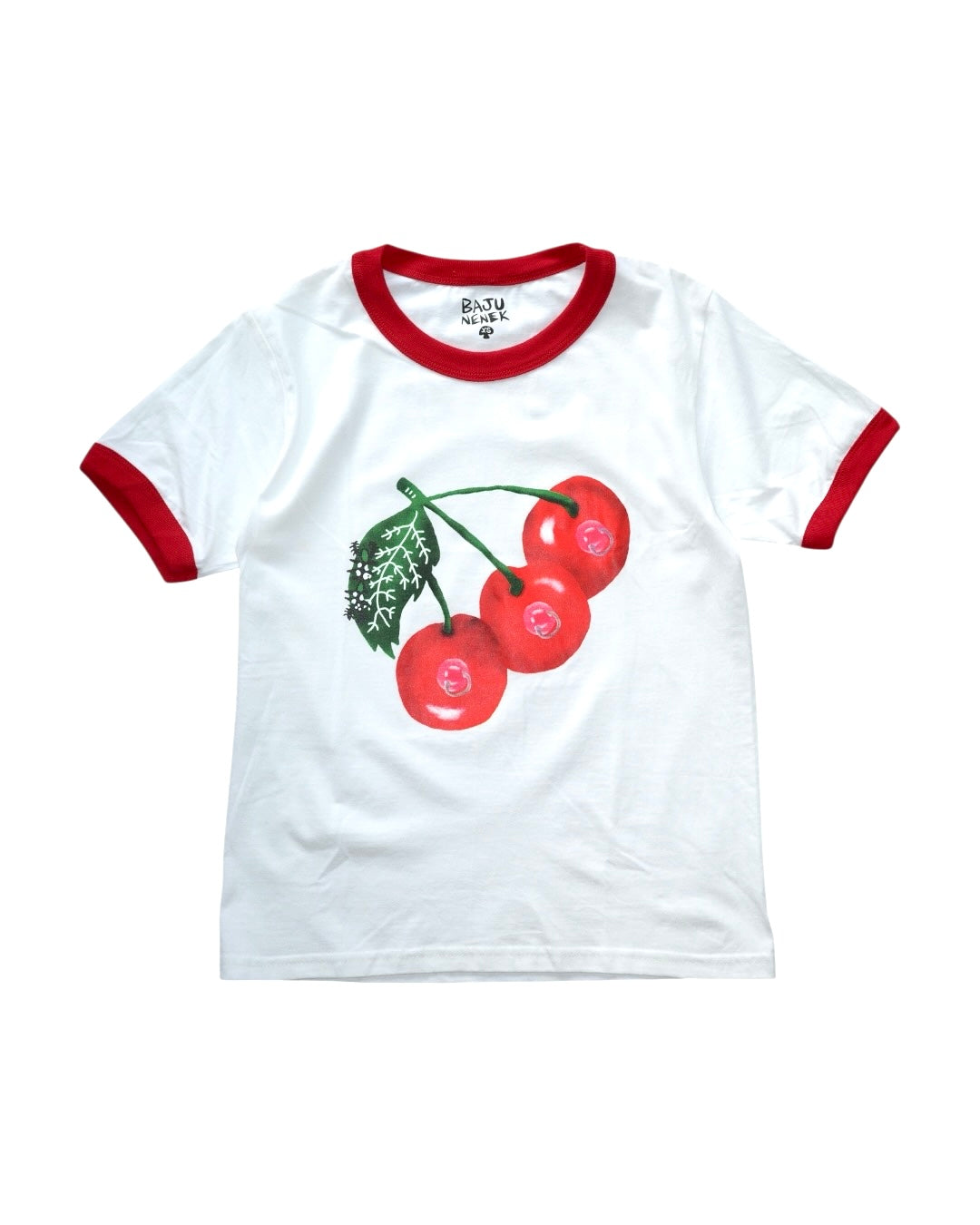 Cherry Boobs Ringer Tee - Red