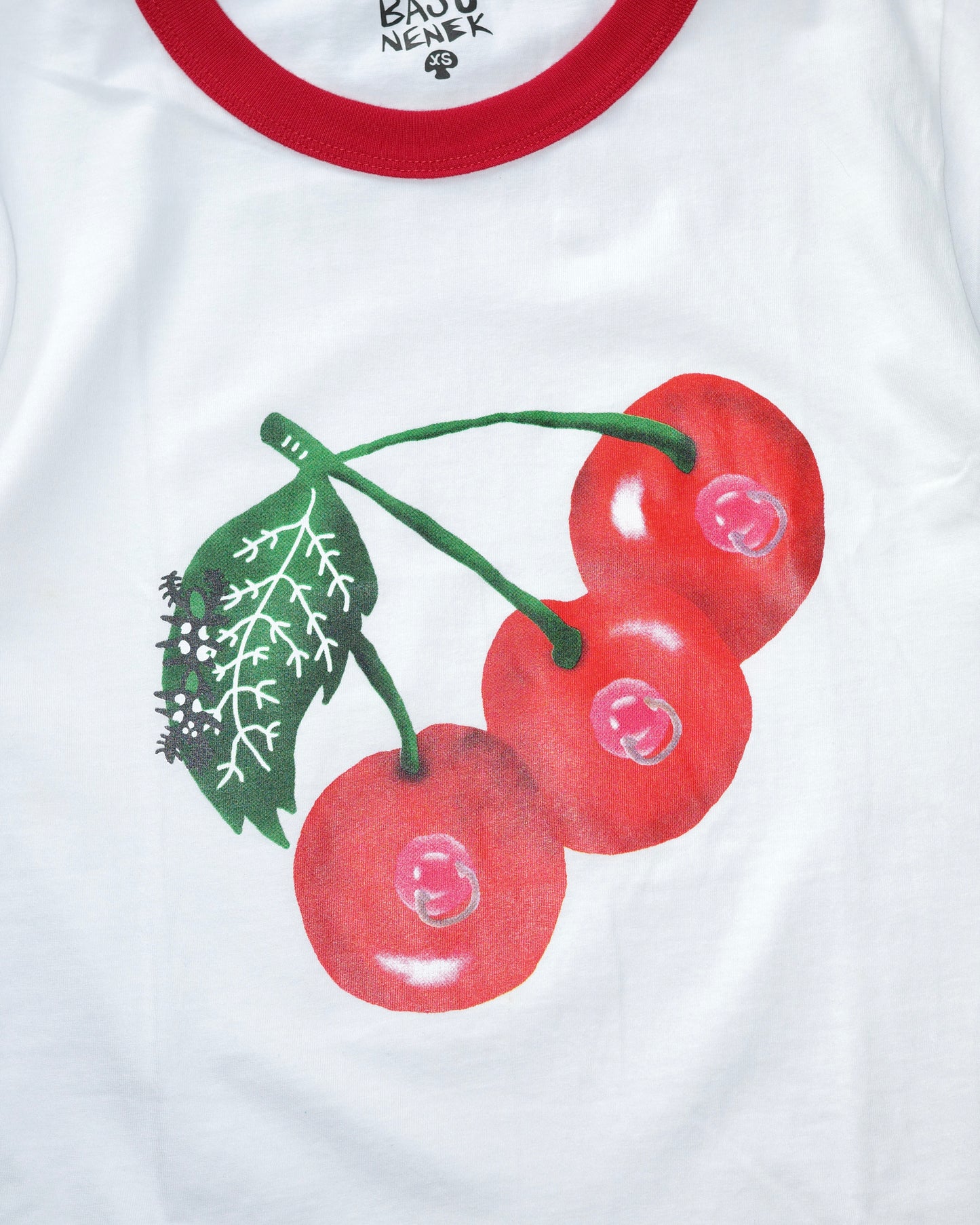 Cherry Boobs Ringer Tee - Red