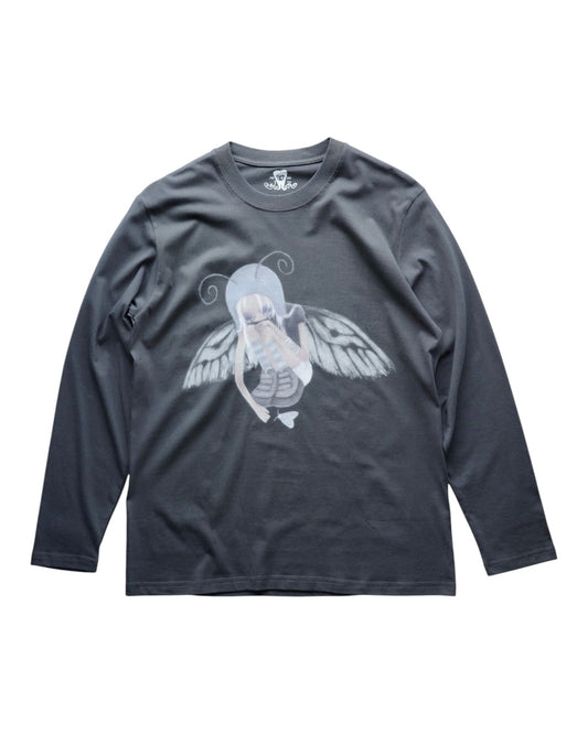Moth Girl Long Sleeve Tee (Grey)