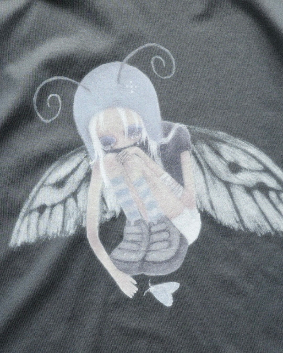 Moth Girl Long Sleeve Tee (Grey)