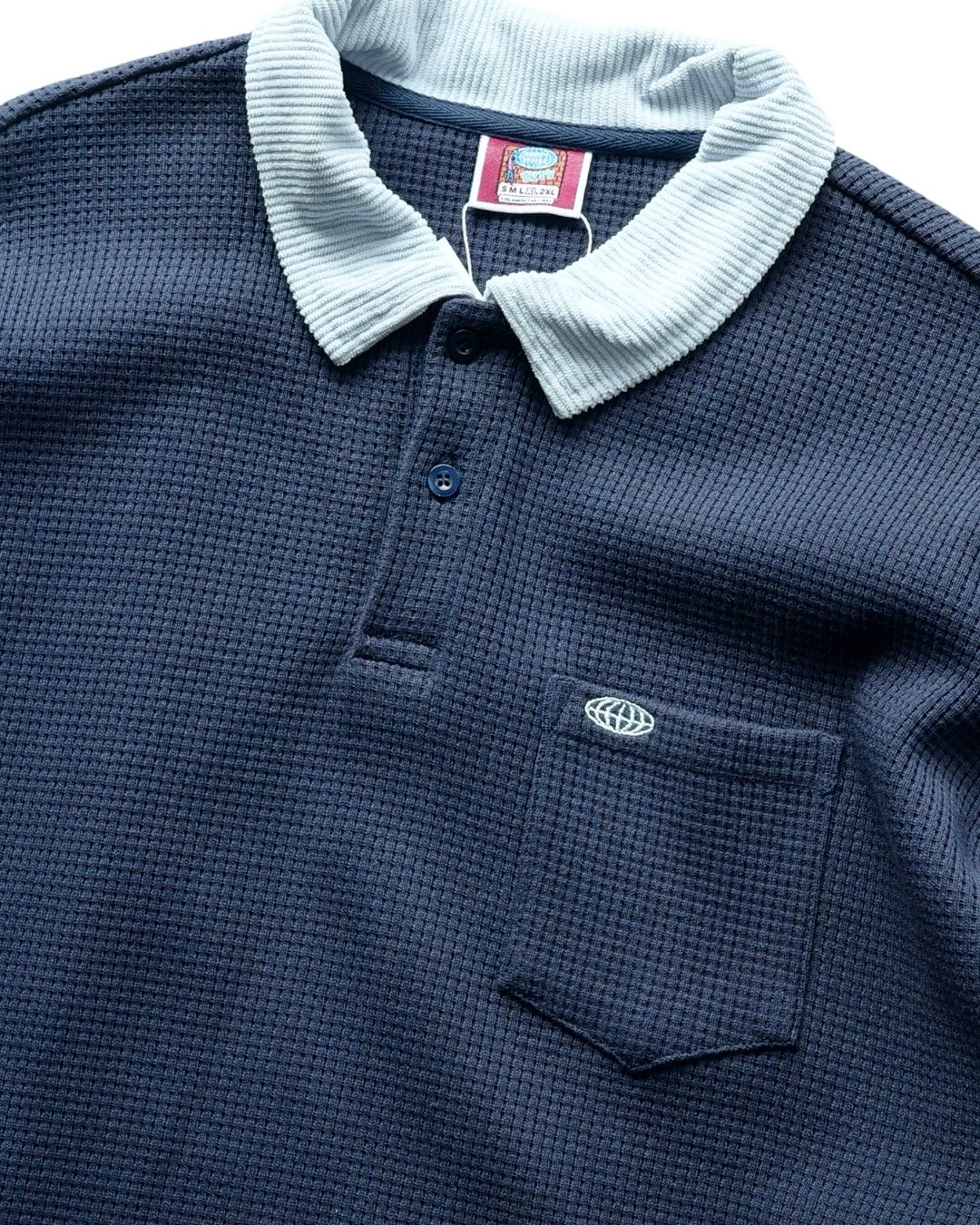 Bodega Globe Waffle Long Sleeve Polo