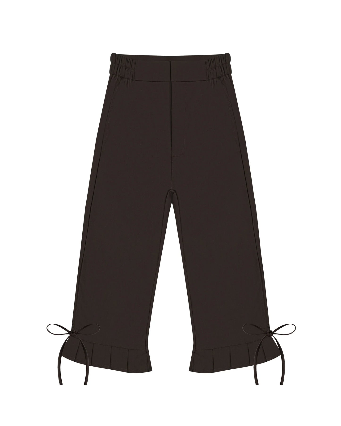 Pleated Hem Capri Pants