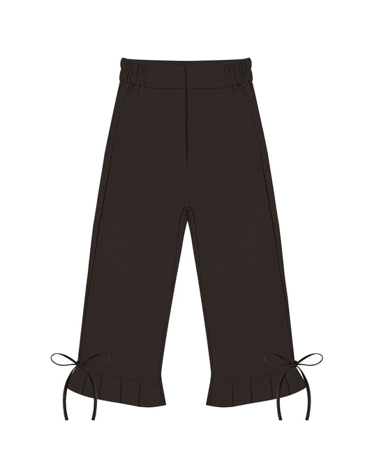 Pleated Hem Capri Pants